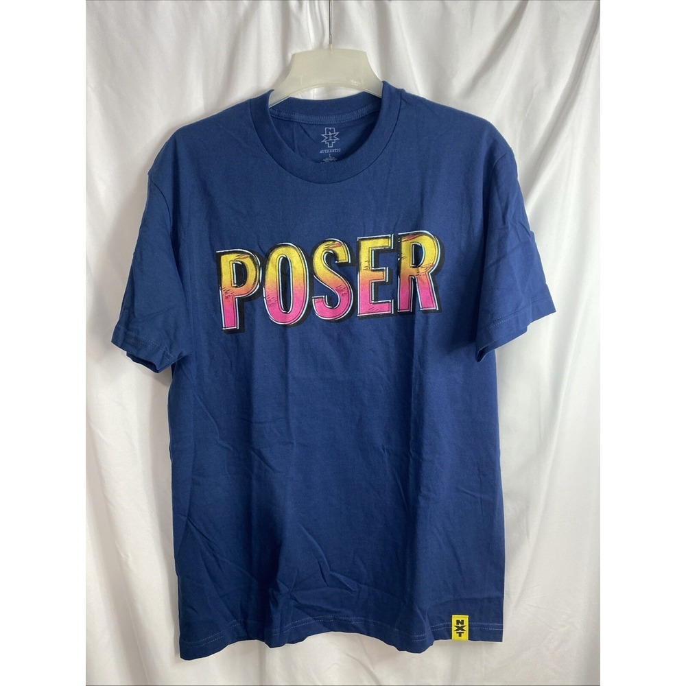WWE‎ NXT Tyler Breeze T Shirt Mens Large Blue Excellent Poser Say Breeze Graphic